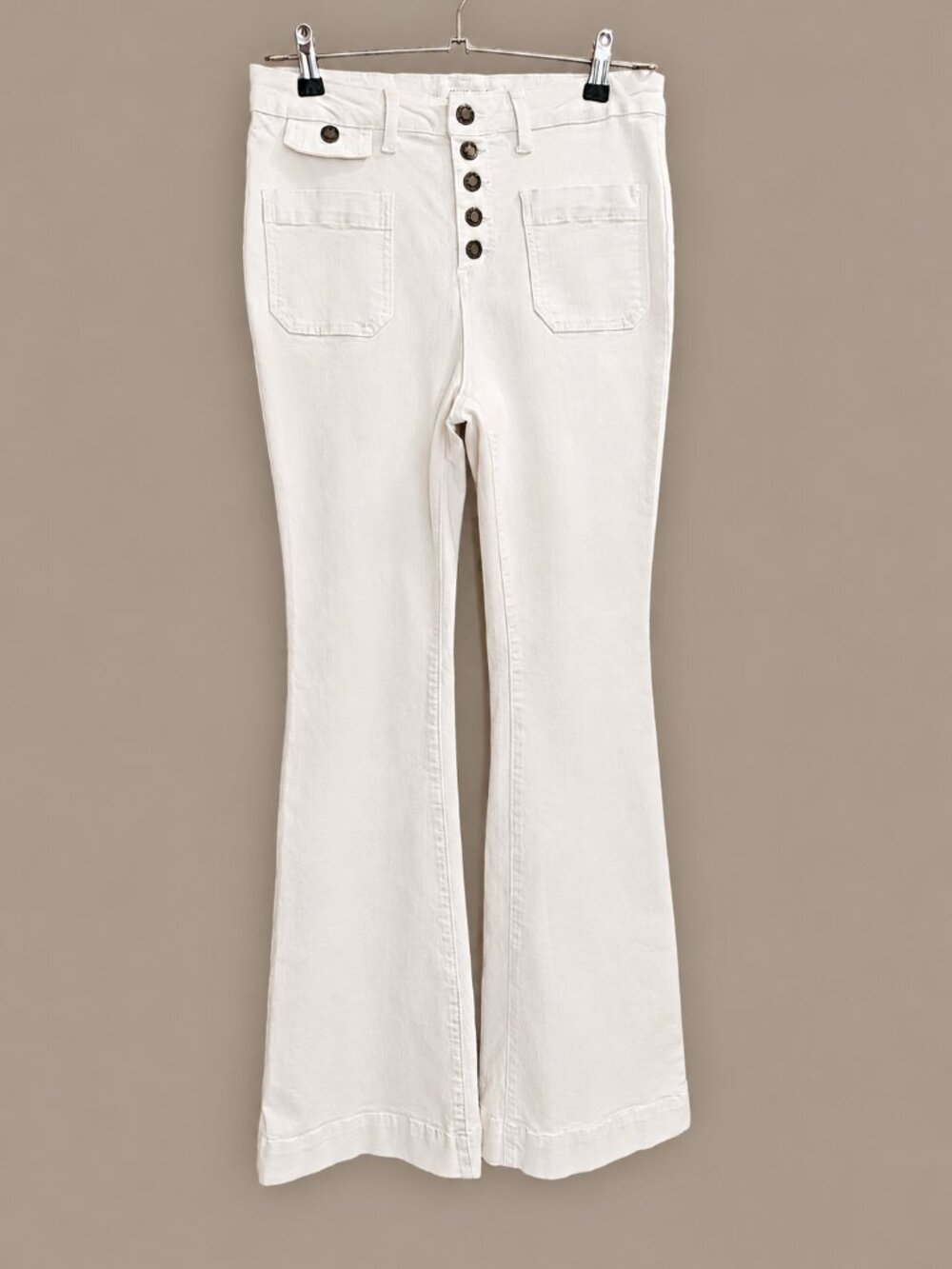 Judy Blue High-Waist White Flare Jeans Button Closure #JB88215